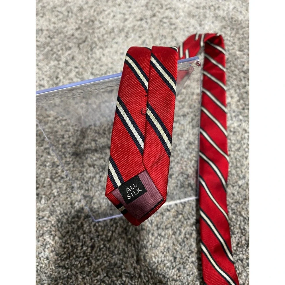 Necktie Jos. A. Bank Mens Red Excellent Silk Repp Stripe OS